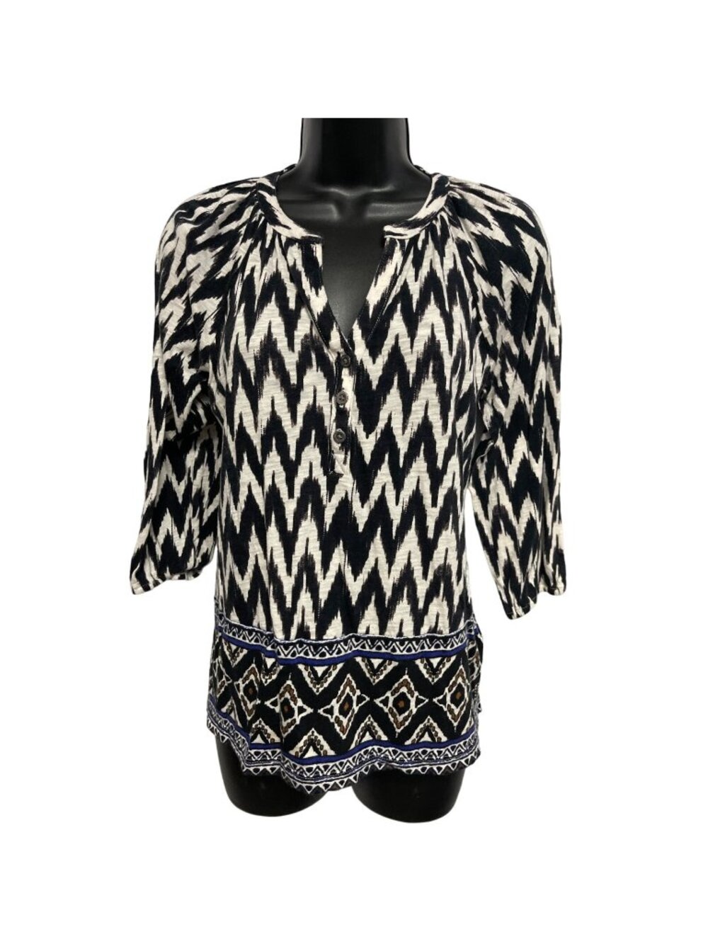Lucky Brand Boho Popover Top Blouse V Neck Size Small